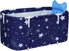 Load image into Gallery viewer, Bañera Plegable para Adultos y Niños Bañera Familiar Portatil con Respaldo, Cojín, Bomba de Pies, Funda Aislante, Bolsa de Baño y 2 Tubos de Drenaje, 125x55x54CM
