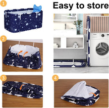 Load image into Gallery viewer, Bañera Plegable para Adultos y Niños Bañera Familiar Portatil con Respaldo, Cojín, Bomba de Pies, Funda Aislante, Bolsa de Baño y 2 Tubos de Drenaje, 125x55x54CM