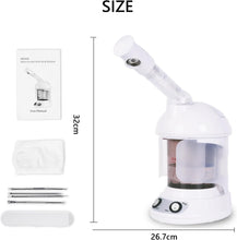 Load image into Gallery viewer, Vapeur Visage Vaporisateur Sauna Spa Facial Chaude Nano Ionique, Visage Steamer Humidificateur Appareil Outils Nettoyage Pores blanc