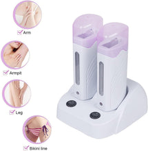 Load image into Gallery viewer, Roll-On Wax Warming Wax Melter Electric Hair Remover Easy Wax Hair Removal for Beauty, Gift for Women (Double-Pink)