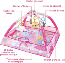 Load image into Gallery viewer, Tapis d'eveil bébé Parc et Tapis de Jeux bebe 2 en 1 Tapis d'Éveil Évolutif avec Jouets d'activité Sensoriels Piscine à Balles Tapis deveil bebe 0-6 mois Cadeau de Naissance (Rose)