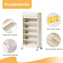 Load image into Gallery viewer, Children's Shelf, Children's Shelf, Storage Shelf with 5 Open Compartments, with Wheels, Children's Furniture for Nursery Playroom, 40 x 20 x 77 cm