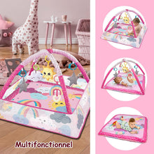 Load image into Gallery viewer, Tapis d'eveil bébé Parc et Tapis de Jeux bebe 2 en 1 Tapis d'Éveil Évolutif avec Jouets d'activité Sensoriels Piscine à Balles Tapis deveil bebe 0-6 mois Cadeau de Naissance (Rose)