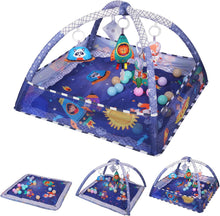 Load image into Gallery viewer, Tapis d'eveil bébé Parc et Tapis de Jeux bebe 2 en 1 Tapis d'Éveil Évolutif avec Jouets d'activité Sensoriels Piscine à Balles Tapis deveil bebe 0-6 mois Cadeau de Naissance (Bleu)