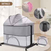 Load image into Gallery viewer, Beistellbett Baby Babybette Kinderbett mit Rollen Zustellbett Matratze Laufstall