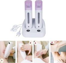 Load image into Gallery viewer, Roll-On Wax Warming Wax Melter Electric Hair Remover Easy Wax Hair Removal for Beauty, Gift for Women (Double-Pink)