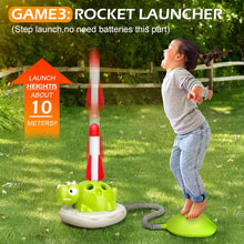 Load image into Gallery viewer, 3-in-1 Outdoor Toy for Children, Ring Toss Game/Rope Jumping Machine Children/Foam Rocket Launcher, Sports & Outdoor Toy with Music
