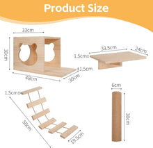 Load image into Gallery viewer, Climbing Wall Cat Set - 5-Piece Wall Shelves, Sturdy Wooden Climber, Wall Park with Cat House, Cat Bridge, Cat Tree, Cat Wall Shelves, Cat Wall Furniture Set