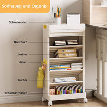 Load image into Gallery viewer, Children's Shelf, Children's Shelf, Storage Shelf with 5 Open Compartments, with Wheels, Children's Furniture for Nursery Playroom, 40 x 20 x 77 cm