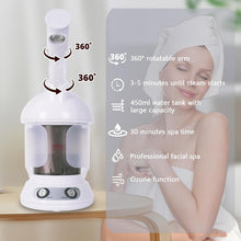 Load image into Gallery viewer, Vapeur Visage Vaporisateur Sauna Spa Facial Chaude Nano Ionique, Visage Steamer Humidificateur Appareil Outils Nettoyage Pores blanc