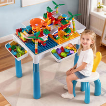 Load image into Gallery viewer, Mesa de Construcción para Niños con 262 Piezas, Mesa de Actividades con Pista de Canicas y Almacenamiento, Juego de Mesa y Silla con 4 Cajas, Regalo para Niños 3+ Años (Azul)