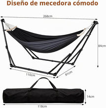 Load image into Gallery viewer, Hamaca y Sillón Colgante con Soporte Plegable, Set de Soporte de Hamaca Portátil de Doble Uso para Interior y Exterior Jardín Terraza Patio Camping Cubierta