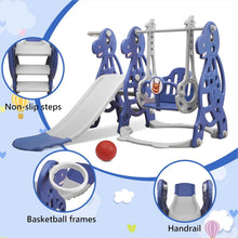 Load image into Gallery viewer, 4-in-1 Baby Climbing and Swing Set, Multifunctional Slide with Swing & Basketball Hoop & Climbing Ladder, Sturdy Toddler Slide, Garden Slide from 1 Year