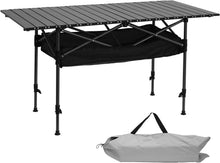 Load image into Gallery viewer, Folding Camping Table, Height-Adjustable Folding Table with Roll-up Table Top (118 x 55.5 cm) and Carry Bag, Maximum Load 50 kg