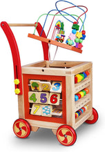 Load image into Gallery viewer, Chariot Bois Enfant 6 en 1 Trotteur Bois Multifonctionnel Chariot de Marche Bébé Hauteur de Poignée Réglable Roues Antidérapantes Couvercle Amovible Cadeau pour les 1 an