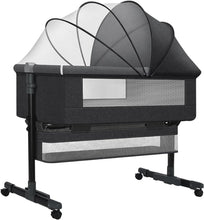 Load image into Gallery viewer, Berceau Bébé Lit bébé Lit cododo pour bébé 4 en 1 Berceau bébé Pliable Hauteur et Pieds réglables, Avec Matelas, 4 Roulettes Pivotantes, Sac de rangement, Cadeau pour nouveau-né 0-2 ans