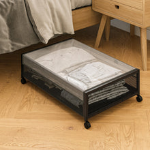 Load image into Gallery viewer, Underbed Storage Box with Wheels Lid, Metal Underbed Storage Box for Clothes, Toys, Shoes, Books, Bedroom