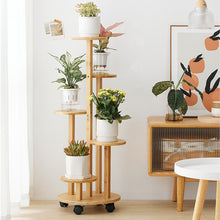 Load image into Gallery viewer, 5 Tier Wooden Flower Shelf Plant Shelf with Optional Wheels, Multi-Tier Flower Stand, Plant Stand, Flower Bench, Flower Stairs, Plant Stairs, Standing Shelf for Indoor and Outdoor Use