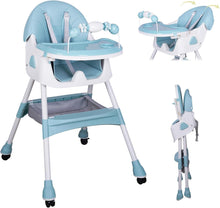 Load image into Gallery viewer, Trona Bebé Ajustable Portatil Trona Convertible 2 en 1 Silla de Comer para Bebés Plegable con Bandeja Extraíble y Cinturón de Seguridad, Almacenable,75x60x91CM