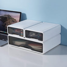 Load image into Gallery viewer, Lot de 3 Boîtes de Rangement Empilables Visible pour le Bureau Systèmes de rangement et les Cosmétiques, Boîte de rangement avec tiroirs visible Caisson individuel
