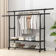 Load image into Gallery viewer, Perchero Colgador de Ropa, Doble, Vestidor, Resistente, Metálico, con Soporte para Zapatos, Organizador, Montaje Fácil