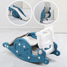Load image into Gallery viewer, 3-in-1 Indoor Slide for Toddlers, Portable Children's Slide Rocking Horse Toy with Basketball Hoop, Foldable Climbing Playground Slide, Indoor/Outdoor Use