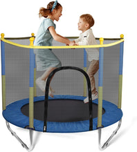Load image into Gallery viewer, Children's Trampoline 140 cm with Safety Net Indoor and Outdoor Children's Avalanche Trampoline Robust Jumping Mat Round Garden Trampoline with Edge Cover with Ladder Load Capacity 220 kg