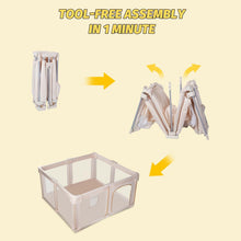 Load image into Gallery viewer, Baby Playpen 130 x 130 cm, Safe Playground for Children with Reinforced Edges, Non-Slip Bottom, Breathable Fabric, Foldable Baby Fence