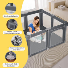 Load image into Gallery viewer, Baby Playpen 130 x 130 cm, Safe Playground for Children with Reinforced Edges, Non-Slip Bottom, Breathable Fabric, Foldable Baby Fence