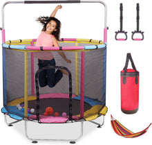 Load image into Gallery viewer, Trampoline, Garden Trampoline with Safety Net, Trampoline up to 100 kg, Diameter 140 cm, Indoor/Outdoor Trampoline for Children