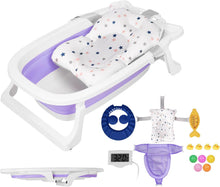 Load image into Gallery viewer, Foldable Baby Bathtub, Baby Bath Bath with Support, Baby Shower Bath with Non-slip Feet and Temperature Display