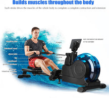 Load image into Gallery viewer, Vogatore ad acqua per la casa, vogatore pieghevole, Rowing Machine con funzione Bluetooth e guida in acciaio inox, carico massimo 110 kg