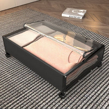 Load image into Gallery viewer, Underbed Storage Box with Wheels Lid, Metal Underbed Storage Box for Clothes, Toys, Shoes, Books, Bedroom