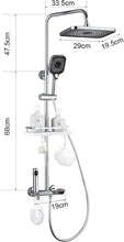 Load image into Gallery viewer, Shower System with Fitting, Shower Set, Shower Fittings 4 Function, with Rain Shower Head, ABS Hand Shower, Shelf