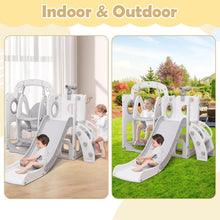 Load image into Gallery viewer, Tobogán Infantil con Columpio y Canasta de Baloncesto Parque Infantil de Exterior e Interior