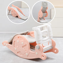 Load image into Gallery viewer, 3-in-1 Indoor Slide for Toddlers, Portable Children's Slide Rocking Horse Toy with Basketball Hoop, Foldable Climbing Playground Slide, Indoor/Outdoor Use