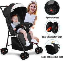 Load image into Gallery viewer, Passeggino per bambini 0-3 anni, 0-25 kg, Passeggino da Viaggio Leggero e Compatto, Reclinabile in 3 posizioni e Pieghevole, Cinture a 5punti