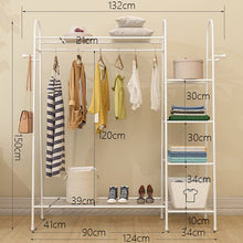 Load image into Gallery viewer, Percheros Burro para Dormitorio, Perchero de Pie con 4 Estantes Laterales, Armario Abierto de Metal para Colgar Ropa, 132 x 41 x 150 CM