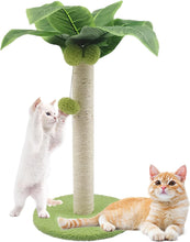Load image into Gallery viewer, Cat Scratching Post Natural Sisal Rope Scratching Post Standing Scratching Posts 3 Interactive Hanging Balls Standing Scratching Posts with Simulated Trunk and Leaves for Kittens and Cats in the House