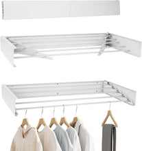 Load image into Gallery viewer, Séchoir à Linge Mural, Étendoir à Linge Rétractable, Séchoir à Linge Pliable pour Intérieur et Extérieur, Economiseur d'espace Design Compact et Élégant