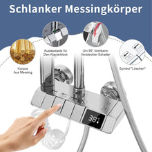 Load image into Gallery viewer, Shower Set with Fitting, Stainless Steel Shower System, 27.5 cm Rain Shower, with LED Temperature Display, 3 Jet Types Shower Head, Shower Fitting, Complete Set without Thermostat