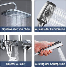 Load image into Gallery viewer, Shower Set with Fitting, Stainless Steel Shower System, 27.5 cm Rain Shower, with LED Temperature Display, 3 Jet Types Shower Head, Shower Fitting, Complete Set without Thermostat
