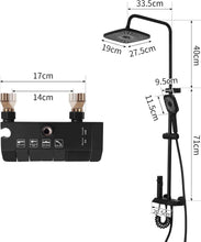 Load image into Gallery viewer, Shower Set with Fitting, Stainless Steel Shower System, 27.5 cm Rain Shower, with LED Temperature Display, 3 Jet Types Shower Head, Shower Fitting, Complete Set without Thermostat