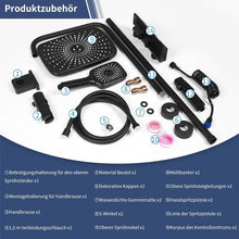 Load image into Gallery viewer, Shower Set with Fitting, Stainless Steel Shower System, 27.5 cm Rain Shower, with LED Temperature Display, 3 Jet Types Shower Head, Shower Fitting, Complete Set without Thermostat