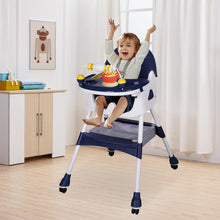 Load image into Gallery viewer, Tronas de Bebé Ajustable Trona Portatil Multifuncional Silla de Comer para Bebé con Plato Desmontable de Cena y Cinturón de Seguridad, 72x60x94CM