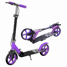 Load image into Gallery viewer, Scooter, Foldable Stunt Scooter up to 150 kg, Height Adjustable City Scooter with Support Bar, Kick Scooter Fun Scooter for Adults/Children/Teenagers/Boys, Purple, 76 cm - 104 cm