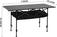 Load image into Gallery viewer, Folding Camping Table, Height-Adjustable Folding Table with Roll-up Table Top (118 x 55.5 cm) and Carry Bag, Maximum Load 50 kg