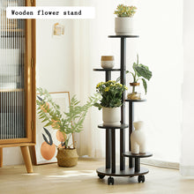 Load image into Gallery viewer, 5 Tier Wooden Flower Shelf Plant Shelf with Optional Wheels, Multi-Tier Flower Stand, Plant Stand, Flower Bench, Flower Stairs, Plant Stairs, Standing Shelf for Indoor and Outdoor Use