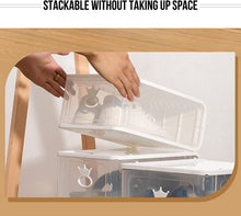 Load image into Gallery viewer, Cajas de Zapatos Plástico Plegable Paquete de 4 Cajas de Almacenaje Organizadores para Zapatos Transparentes Apilable Impermeable 33 * 26.5 * 17.5CM