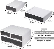Load image into Gallery viewer, Lot de 3 Boîtes de Rangement Empilables Visible pour le Bureau Systèmes de rangement et les Cosmétiques, Boîte de rangement avec tiroirs visible Caisson individuel